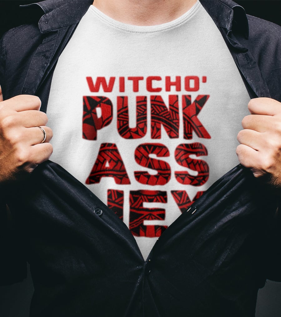 Witcho Punk ASS JEY Red And Black Tribal Patterned Block T-Shirt