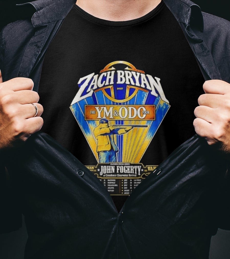 Zach Bryan 2027 The YM And ODC Tour Featuring John Fogerty Ryan Bingham Vance Joy T-Shirt