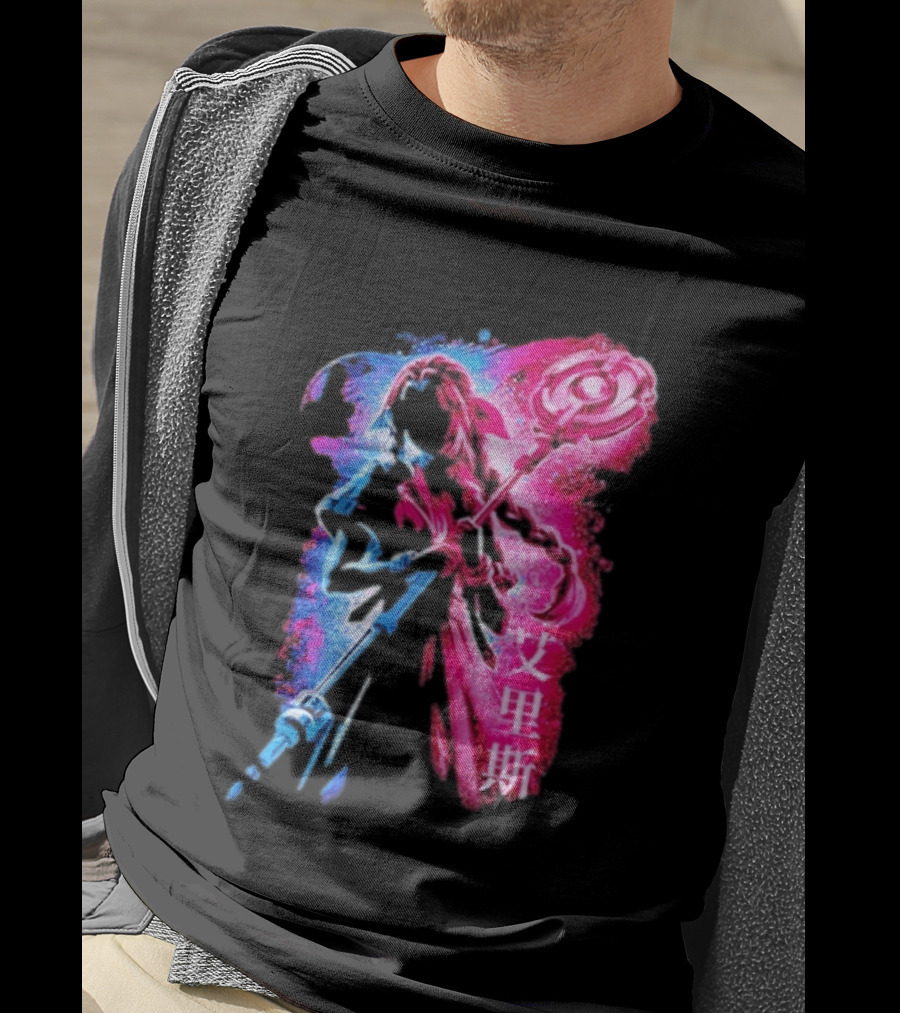 Aerith Gainsborough Final Fantasy VII Pink And Blue Japanese T-Shirt