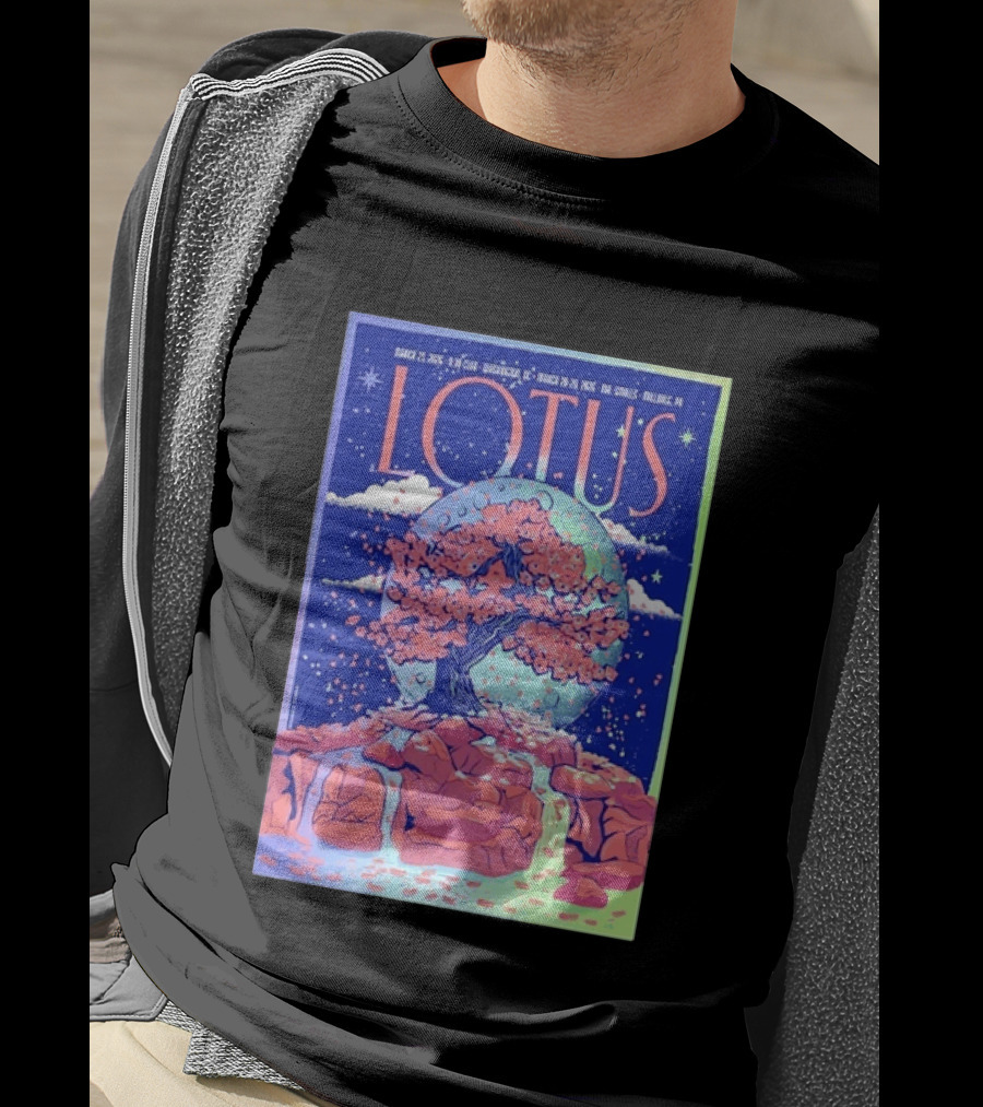 Lotus 2026 Tour By Benjamin Rumble March Tour Dates Illustration Cherry Blossom Moon T-Shirt