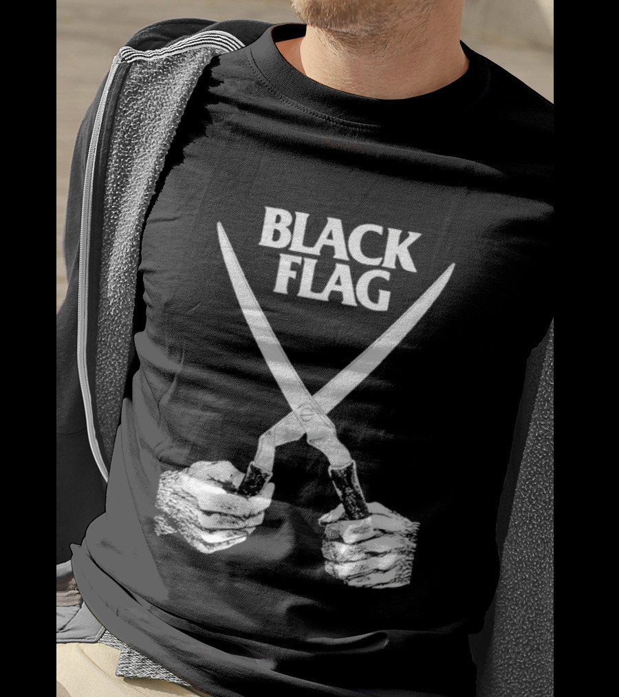 Black Flag Scissors Punk Rock Raymond Pettibon T-Shirt