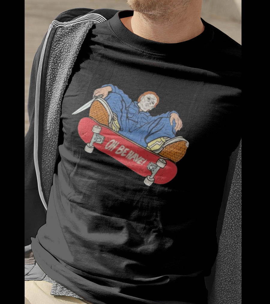 Michael Myers Oh Be Have Skateboard Halloween Horror Character Mashup T-Shirt