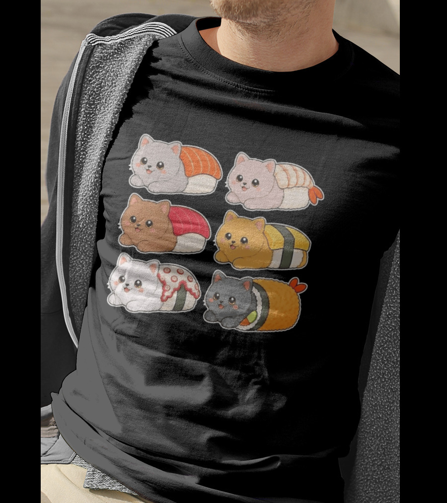 Kawaii Kitten Sushi Rolls Cute Cats Cat Lover T-Shirt