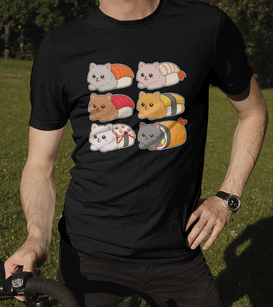 Kawaii Kitten Sushi Rolls Cute Cats Cat Lover T-Shirt