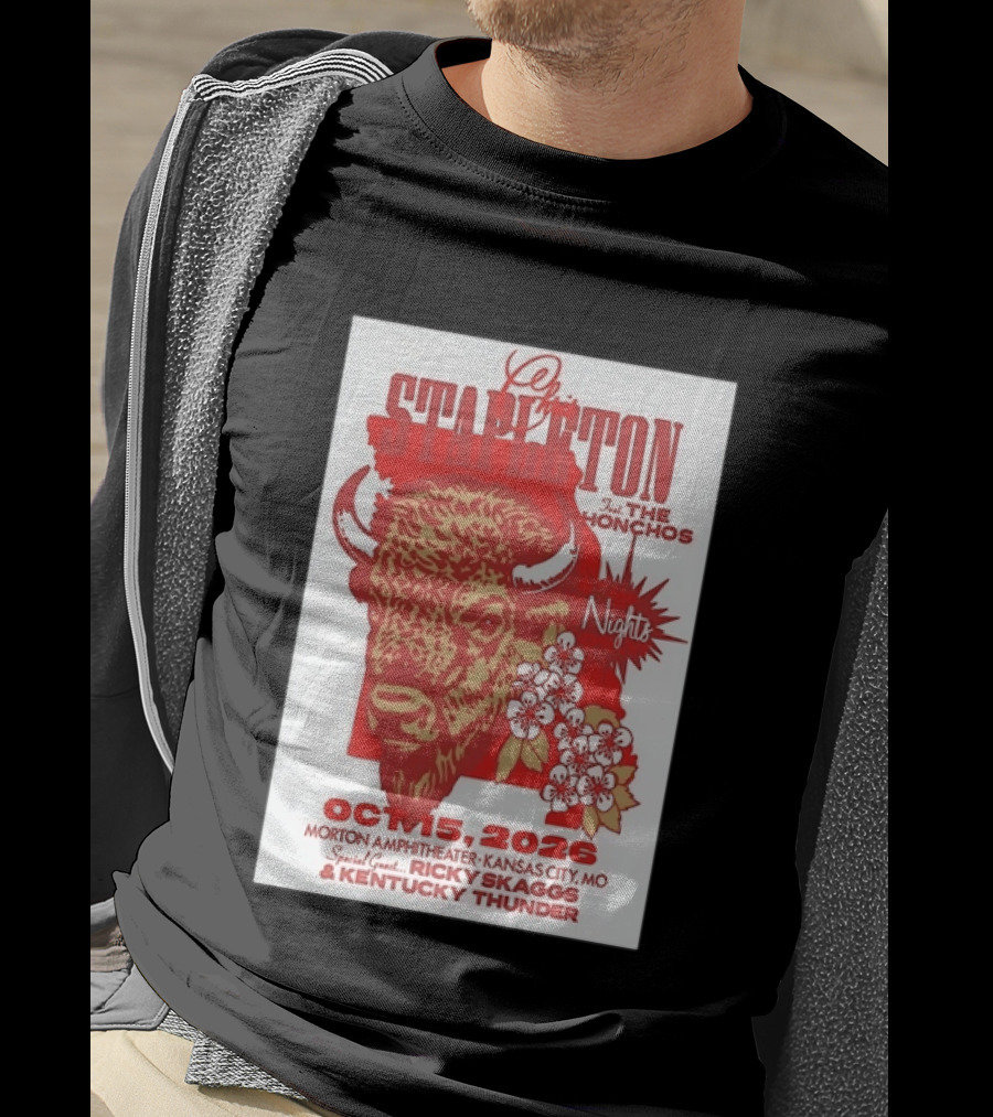 Chris Stapleton Featuring The Honchos And Ricky Skaggs Kentucky Thunder Kansas City Concert October 15 2026 Morton Amphitheater T-Shirt
