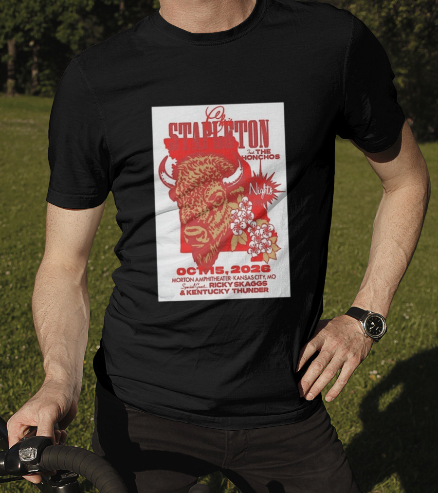 Chris Stapleton Featuring The Honchos And Ricky Skaggs Kentucky Thunder Kansas City Concert October 15 2026 Morton Amphitheater T-Shirt