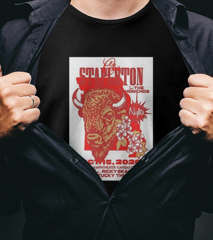 Chris Stapleton Featuring The Honchos And Ricky Skaggs Kentucky Thunder Kansas City Concert October 15 2026 Morton Amphitheater T-Shirt