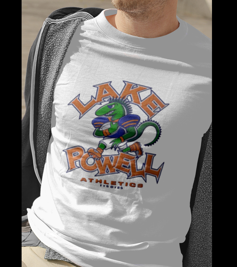 Lake Powell Athletics Tys Dyes Green Lizard Running Football T-Shirt