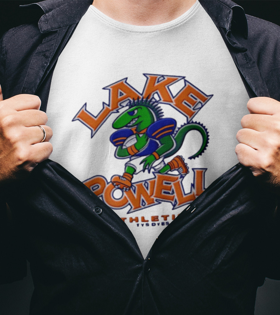 Lake Powell Athletics Tys Dyes Green Lizard Running Football T-Shirt