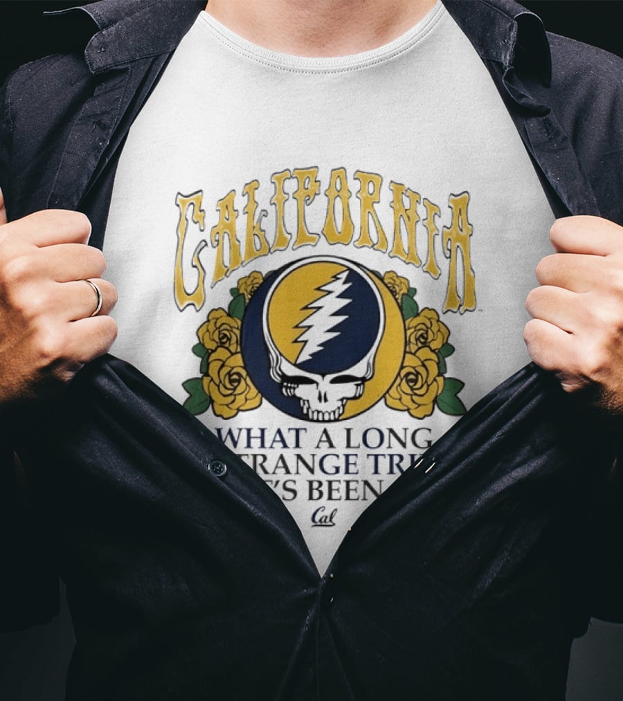 California Grateful Dead Steal Your Face Roses What A Long Strange Trip It's Been T-Shirt
