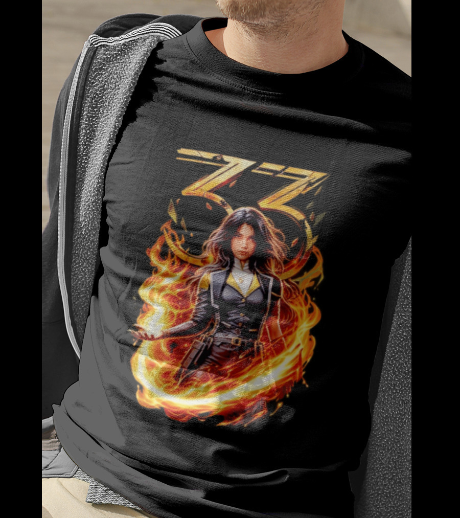 33 Fire Sorceress Fantasy Flames T-Shirt