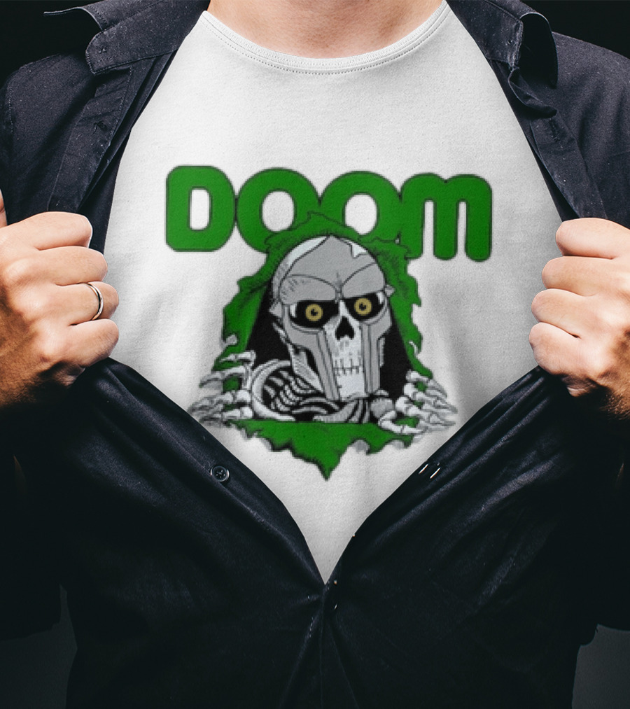 Doom Metal Face Skeleton Mask Hip Hop T-Shirt