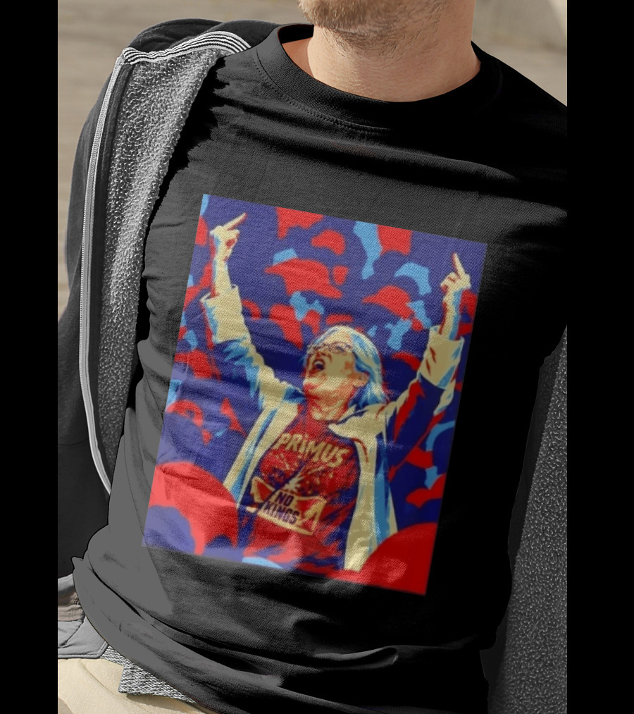 Primus No Kings Les Claypool Protest Art Blue Red T-Shirt