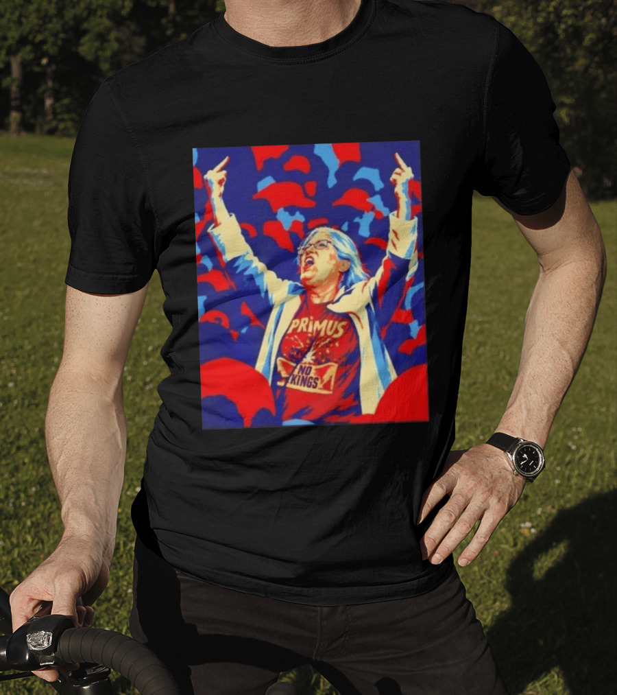 Primus No Kings Les Claypool Protest Art Blue Red T-Shirt
