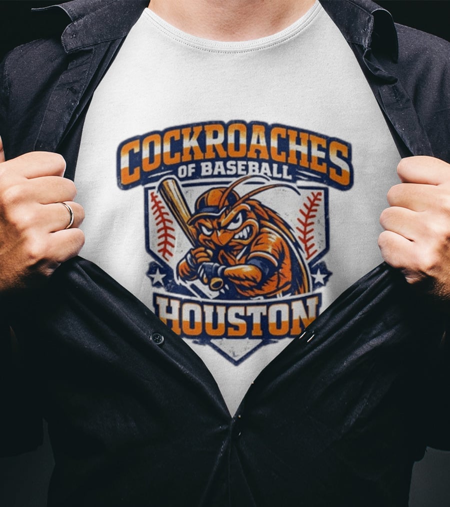Cockroaches Of Baseball Houston Batting Mascot Baseball T-Shirt