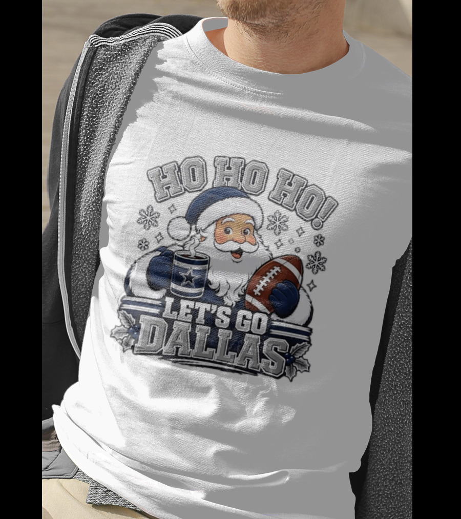 Ho Ho Ho Let's Go Dallas Cowboys Football Santa Christmas T-Shirt