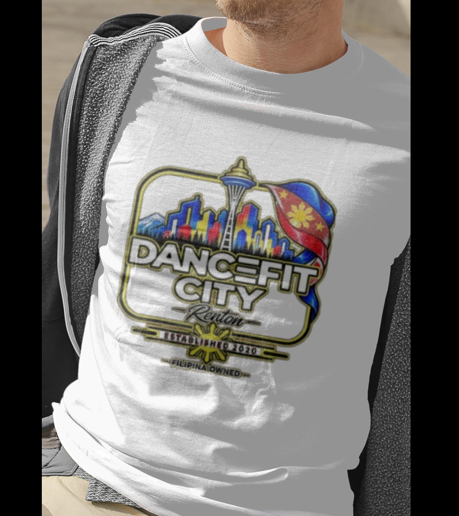 DanceFit City Renton Established 2020 Filipina Owned Seattle Skyline Philippine Flag T-Shirt