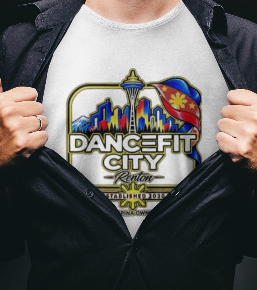 DanceFit City Renton Established 2020 Filipina Owned Seattle Skyline Philippine Flag T-Shirt