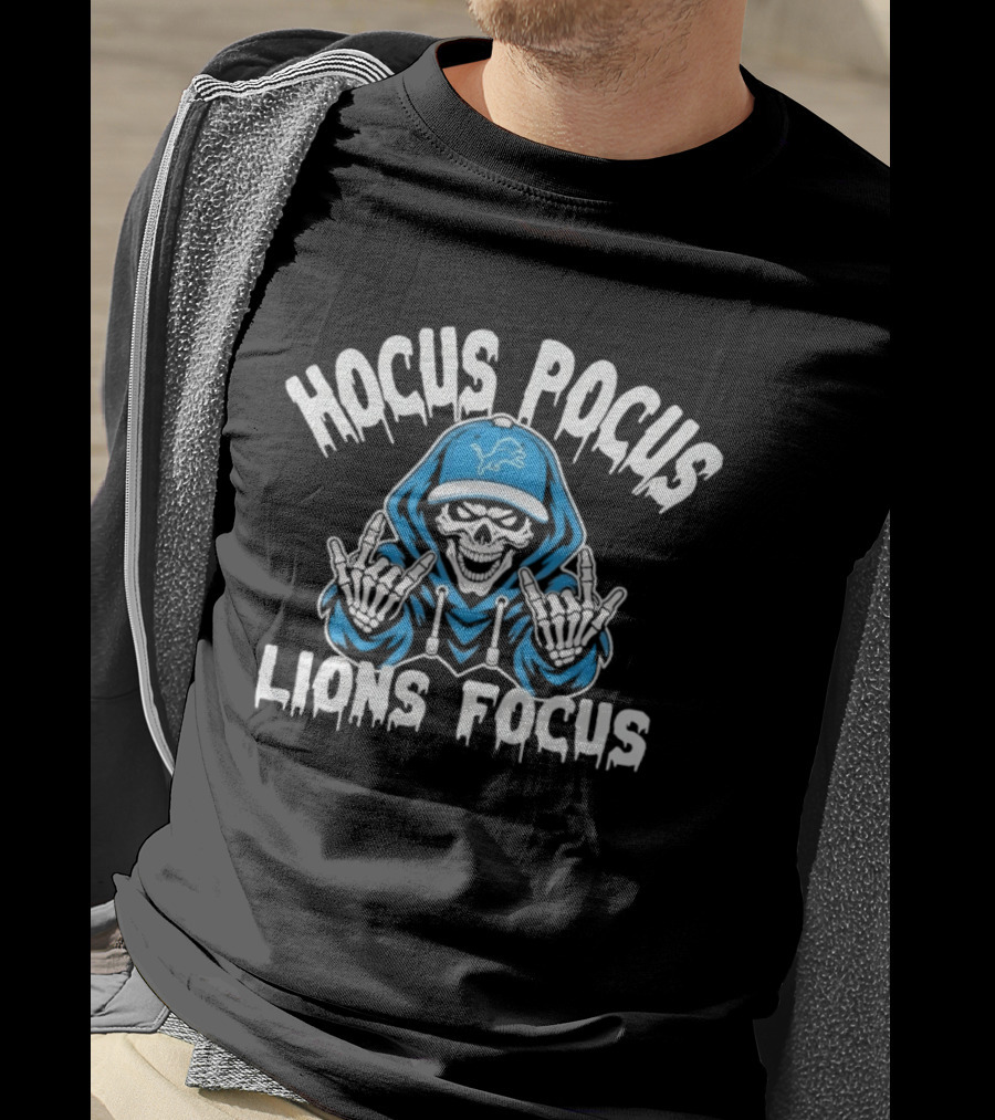 Hocus Pocus Lions Focus Skeleton Detroit Lions T-Shirt