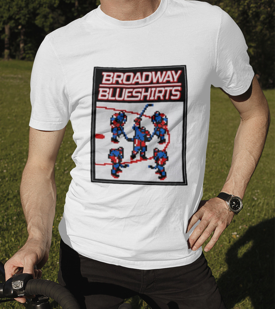 Broadway Blueshirts New York Rangers NHL Pixel Hockey Players T-Shirt