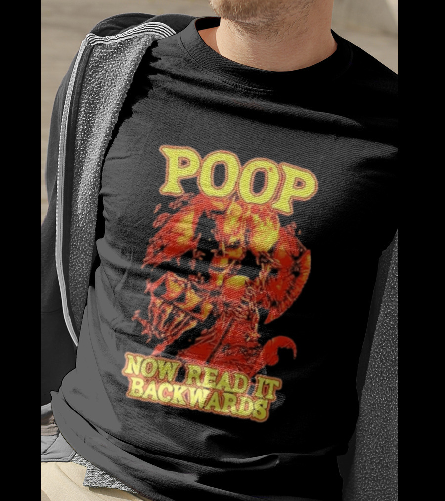Skeleton Poop Now Read It Backwards Halloween Humor T-Shirt