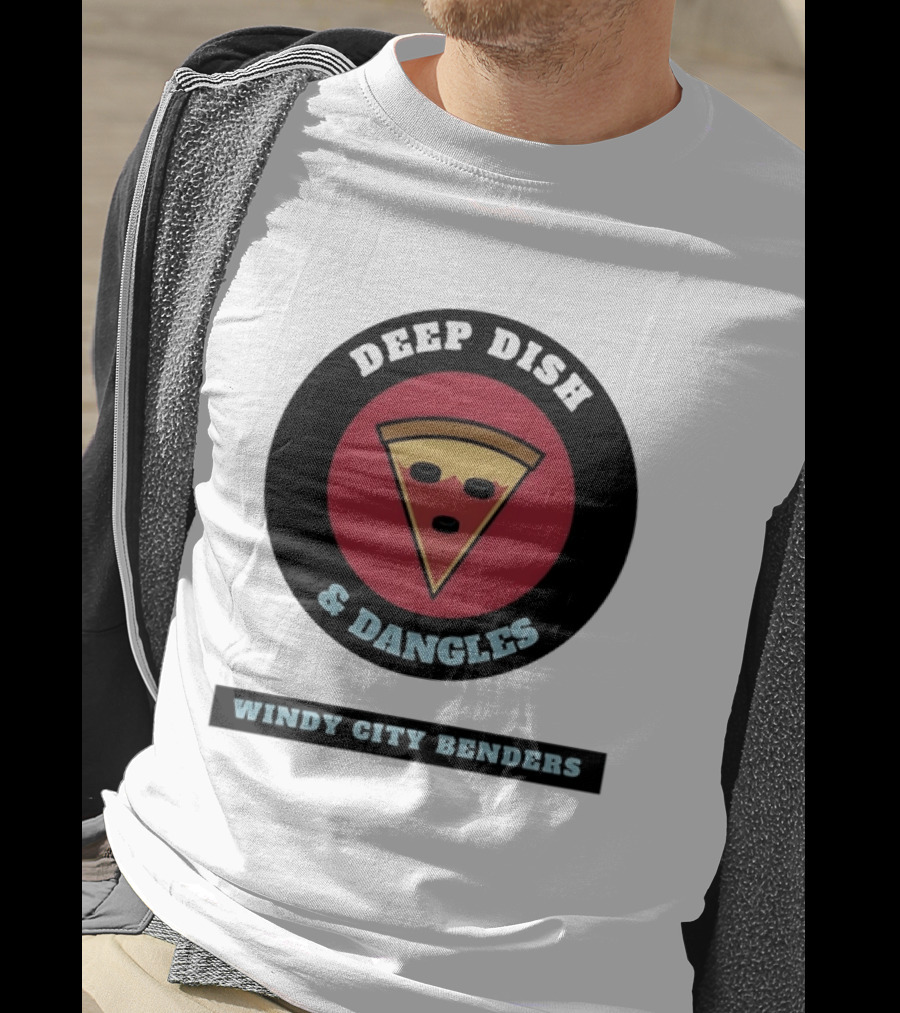 Deep Dish & Dangles Windy City Benders Hockey Pizza Slice T-Shirt