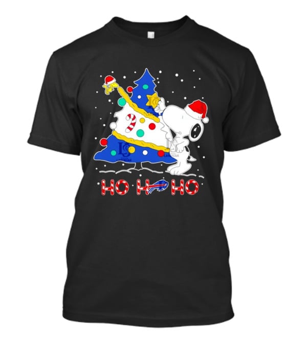 Snoopy Woodstock Buffalo Bills Christmas Tree Ho Ho Ho T-Shirt