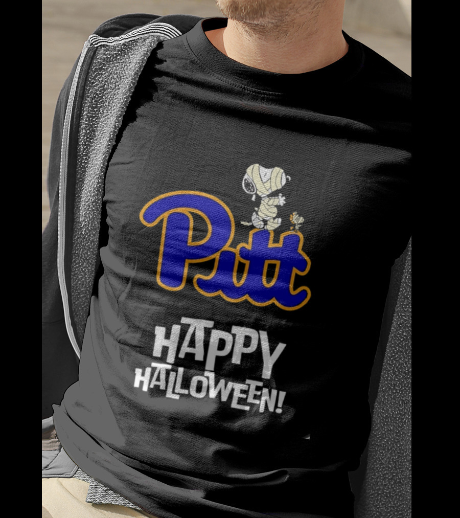 Pitt Panthers Snoopy Woodstock Mummy Happy Halloween T-Shirt