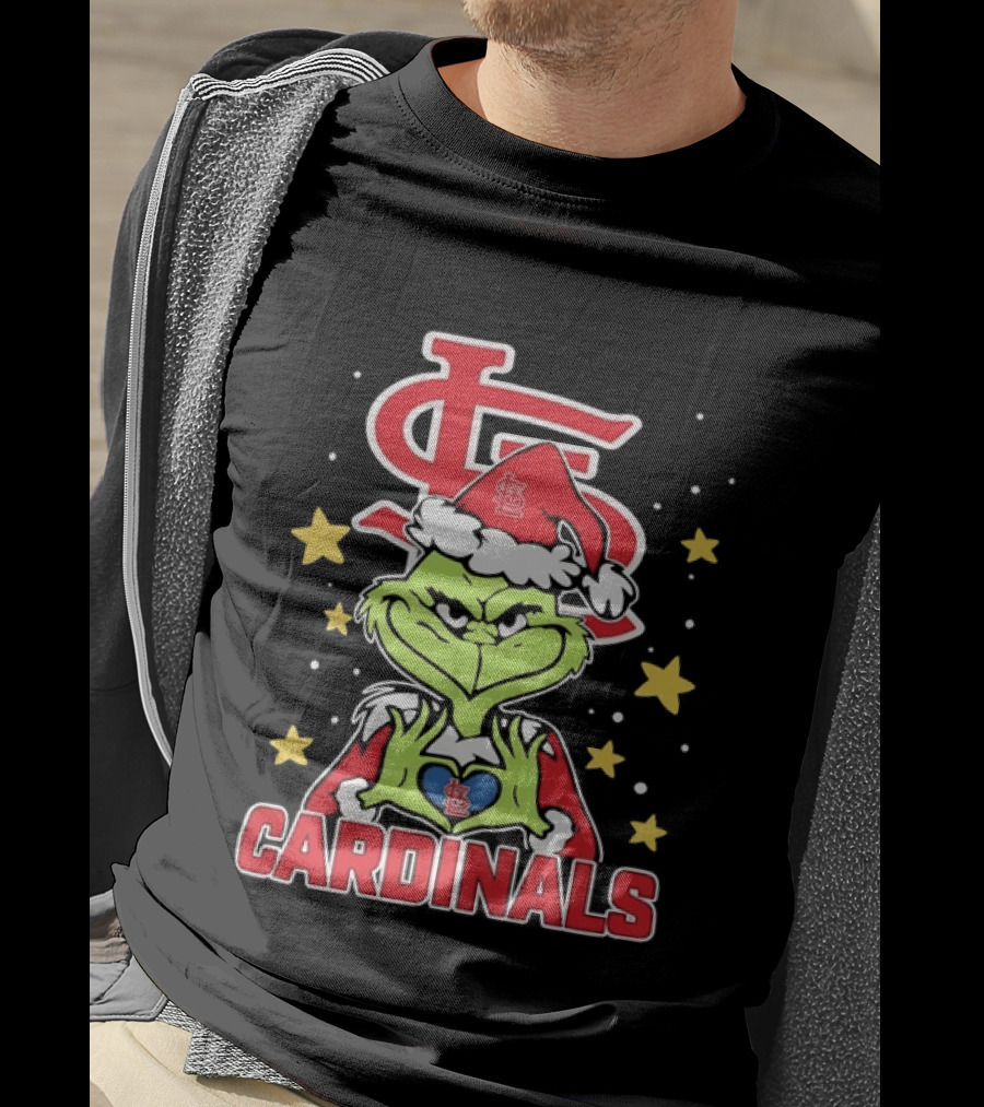 St Louis Cardinals Grinch Heart Hands Christmas 2026 T-Shirt