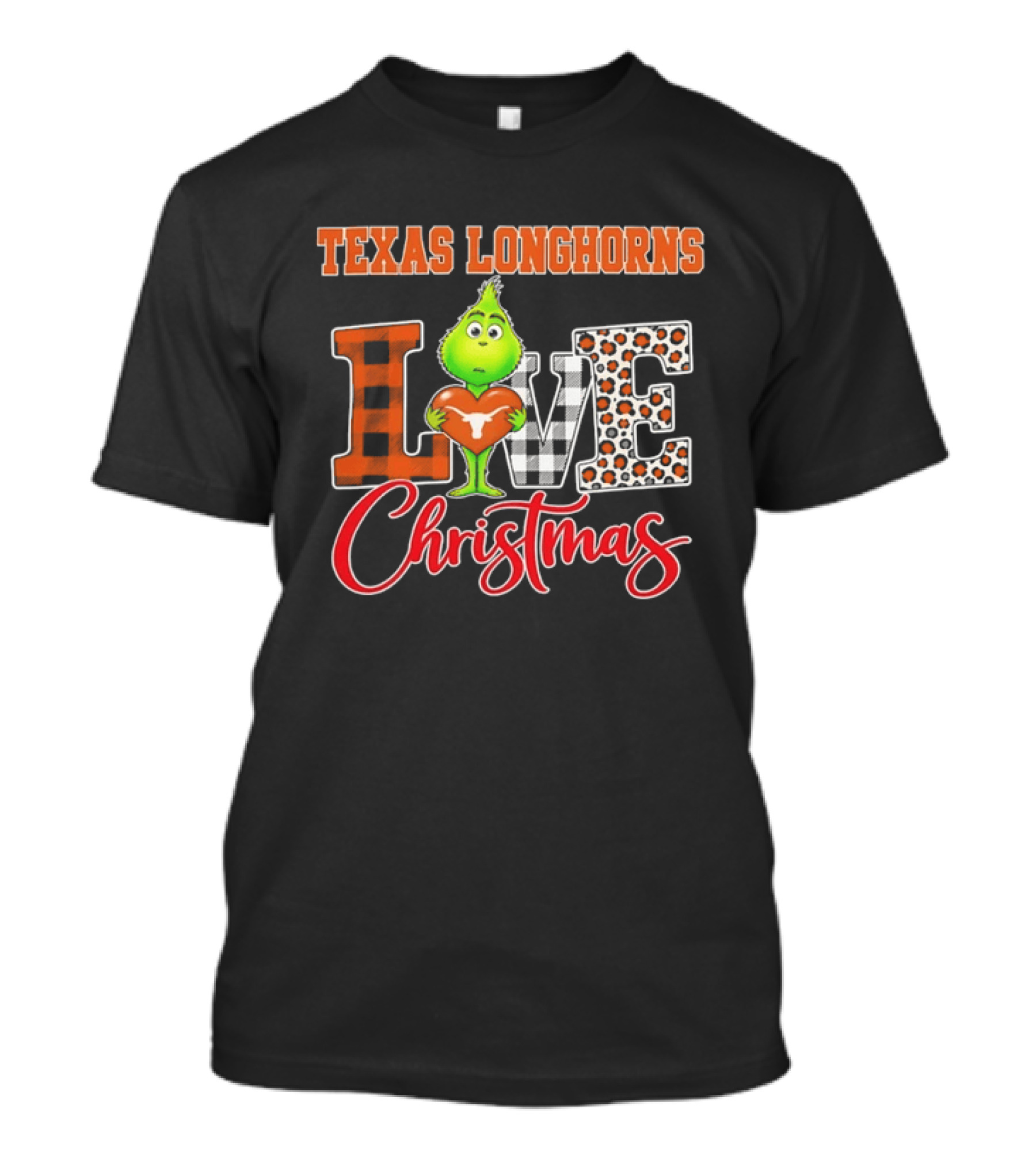 Texas Longhorns Grinch Love Christmas Football Fan Gear T-Shirt