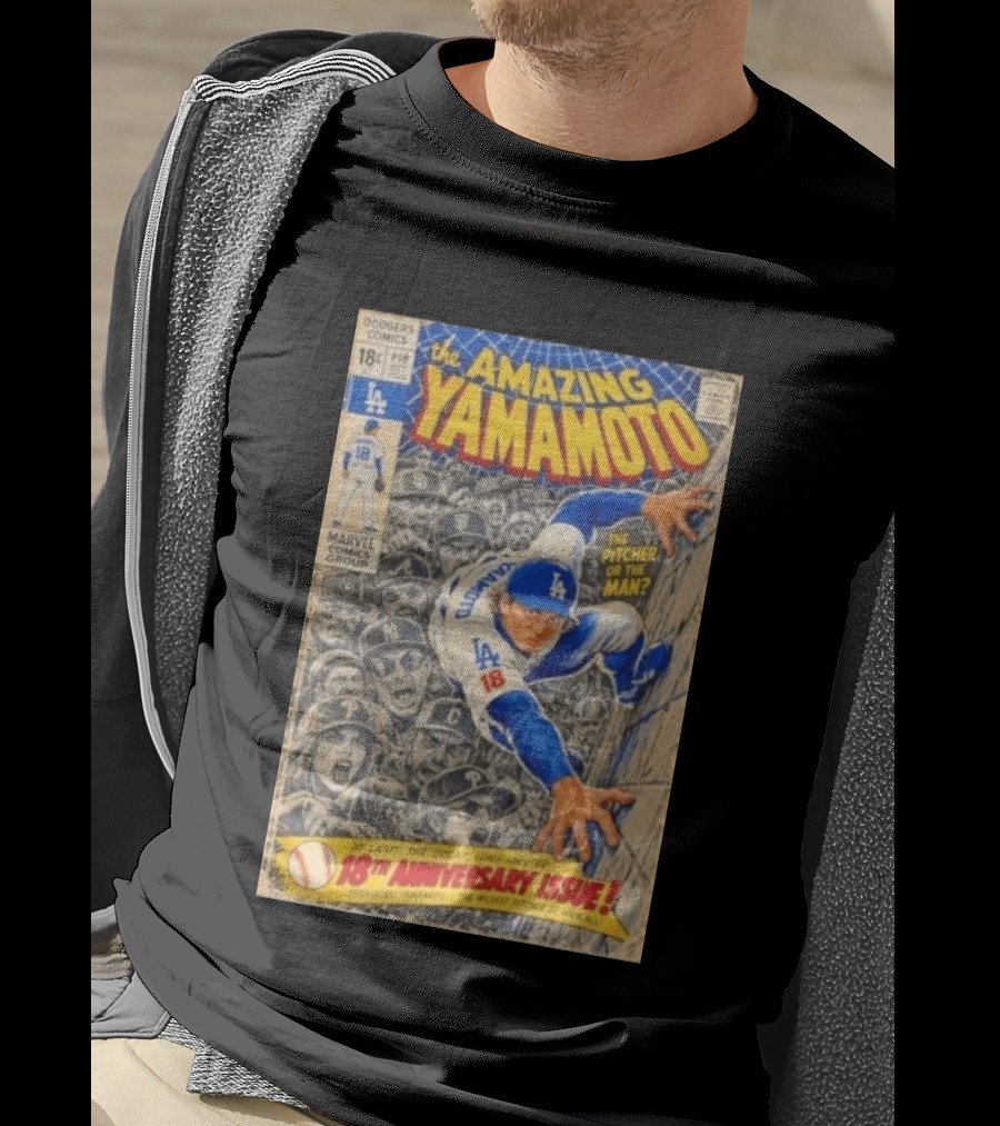 The Amazing Yamamoto Dodgers Comics 18th Anniversary Pitcher Issue T-Shirt