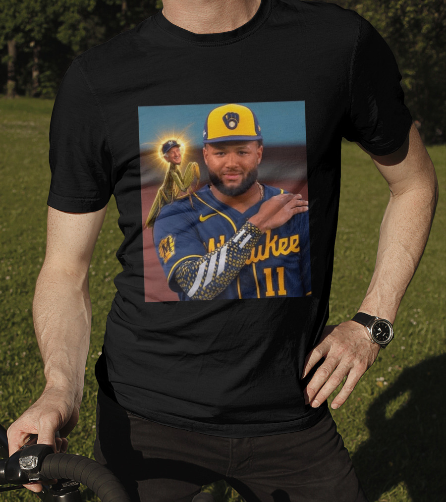 Milwaukee Brewers Uecker Praying Mantis Good Luck Charm T-Shirt