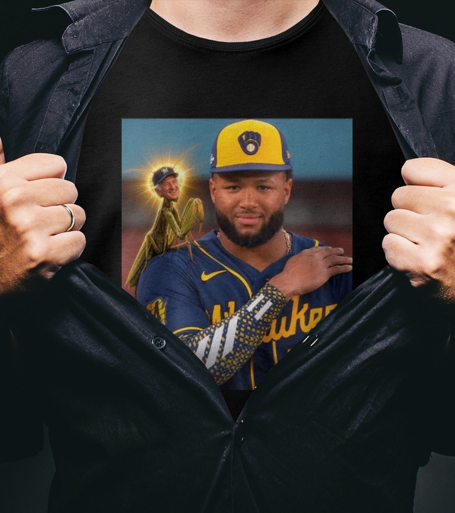 Milwaukee Brewers Uecker Praying Mantis Good Luck Charm T-Shirt