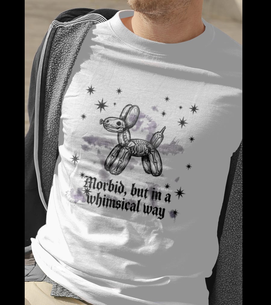 Skeleton Balloon Dog Morbid Whimsical Way T-Shirt