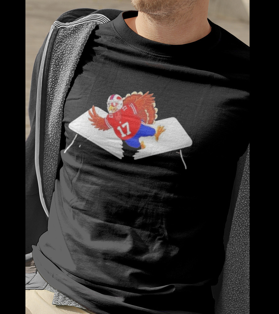 Buffalo Turkey Josh Allen 17 Thanksgiving 2026 Football Table Dive T-Shirt