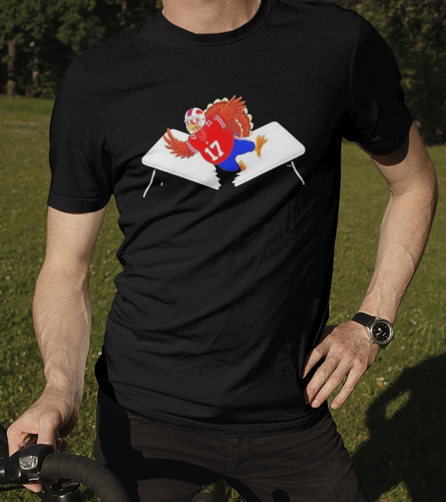 Buffalo Turkey Josh Allen 17 Thanksgiving 2026 Football Table Dive T-Shirt