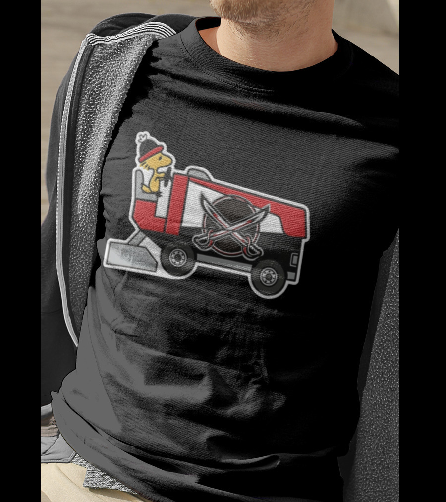 Woodstock Driving Zamboni Buffalo Sabres NHL Cartoon T-Shirt