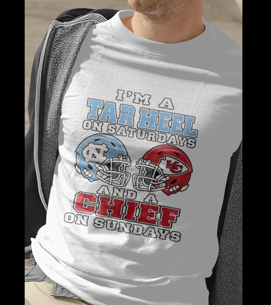 I'm A Tar Heel On Saturdays And A Chief On Sundays Football Helmets T-Shirt