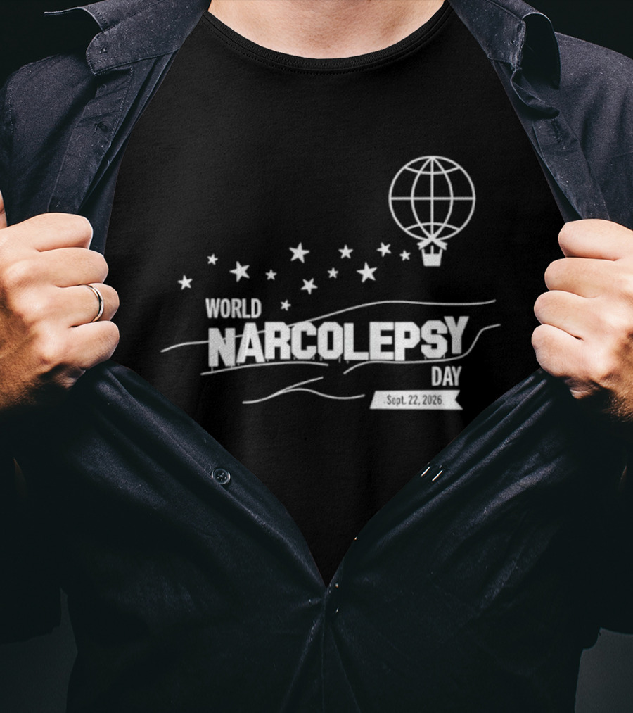 World Narcolepsy Day September 22 2026 Sleep Disorder Awareness Hot Air Balloon Stars T-Shirt