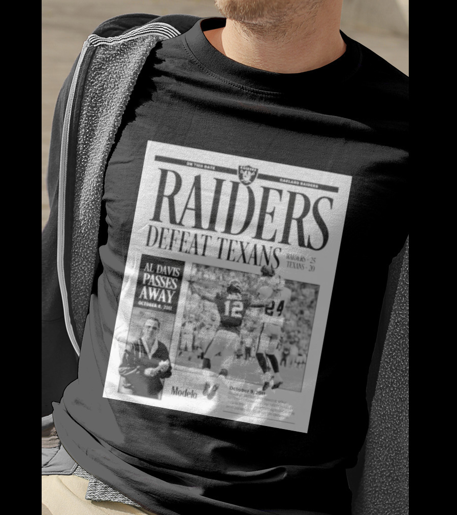 Raiders Defeat Texans Al Davis Passes Away Divine Interception October 9 2011 T-Shirt