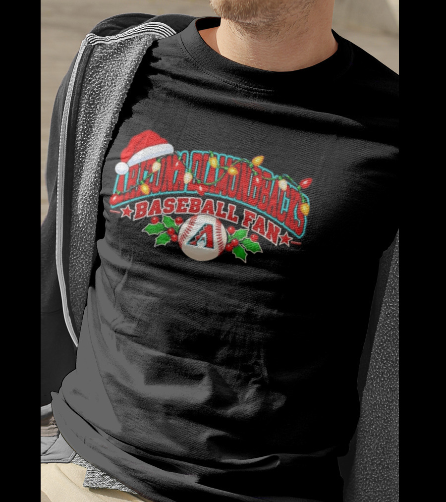 Arizona Diamondbacks Baseball Fan Christmas Santa Hat And Lights T-Shirt