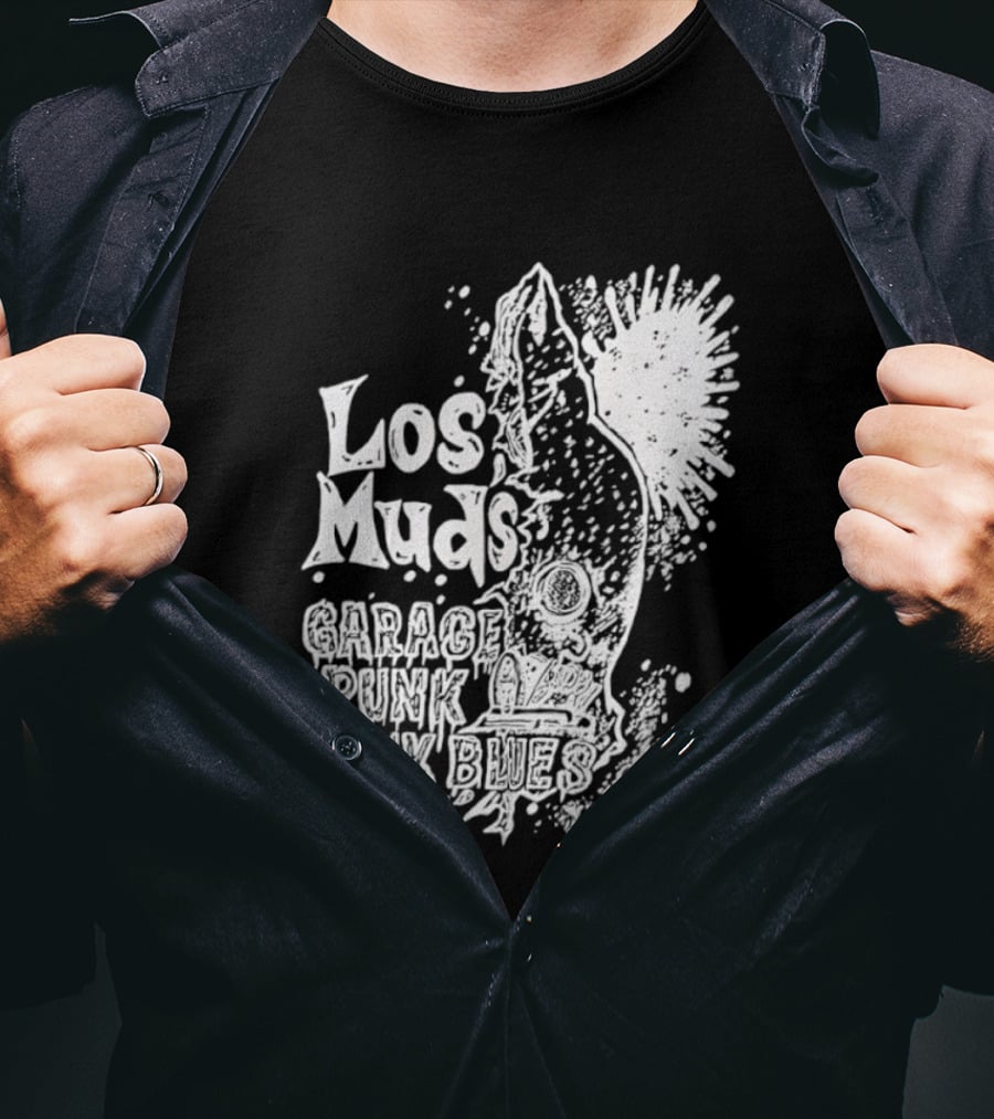 Los Muds Garage Punk Junk Blues Mudhitch Mohawk Sketch T-Shirt