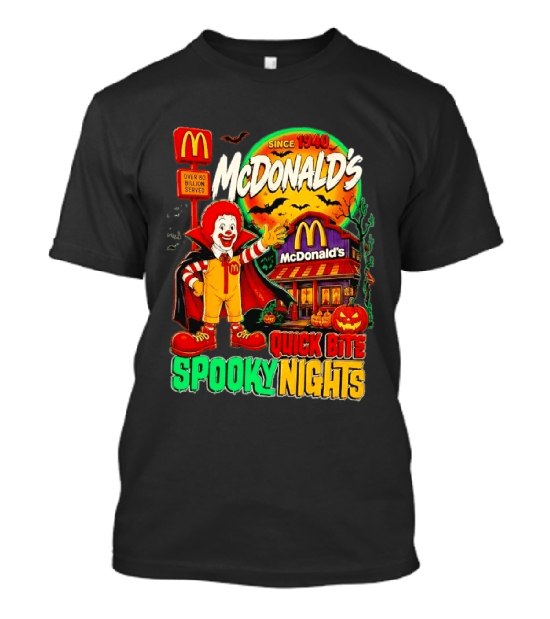 McDonald's Ronald McDonald Spooky Nights Quick Bite Since 1940 Over 60 Billion Served T-Shirt