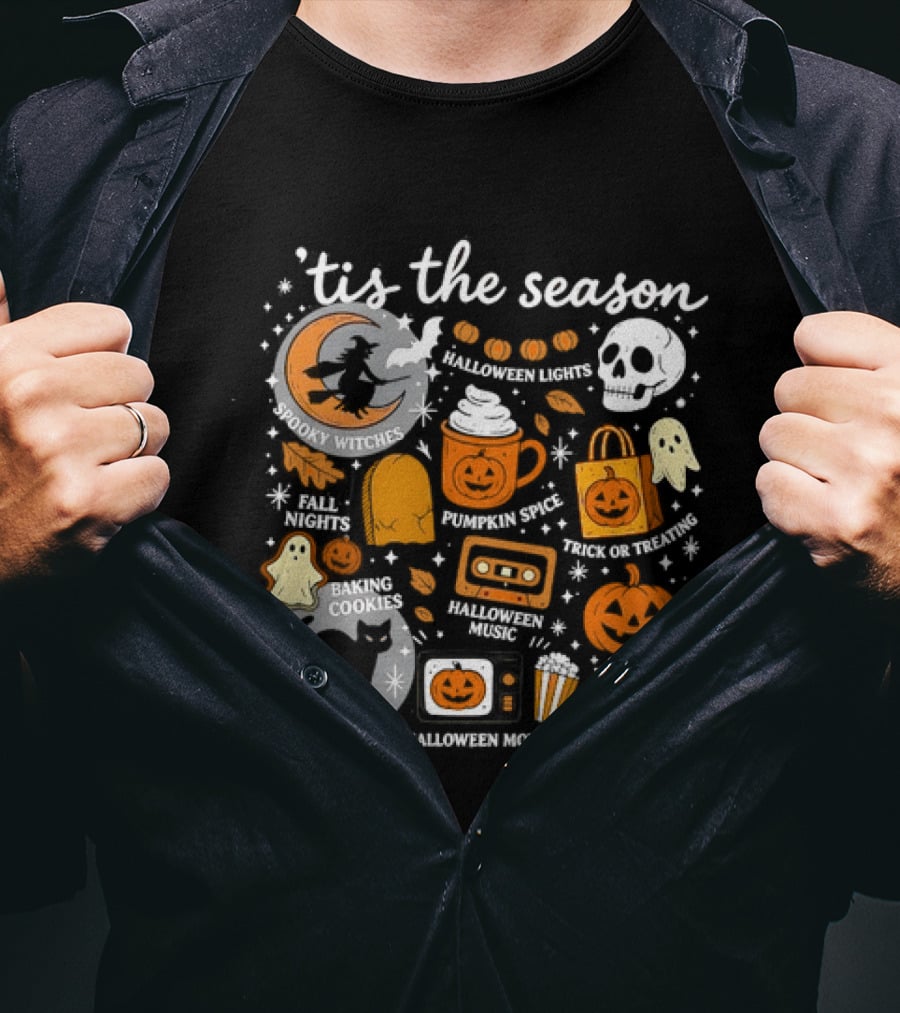 Tis The Season Spooky Traditions My Witch Halloween Movies Haunted House Pumpkin Cooking T-Shirt