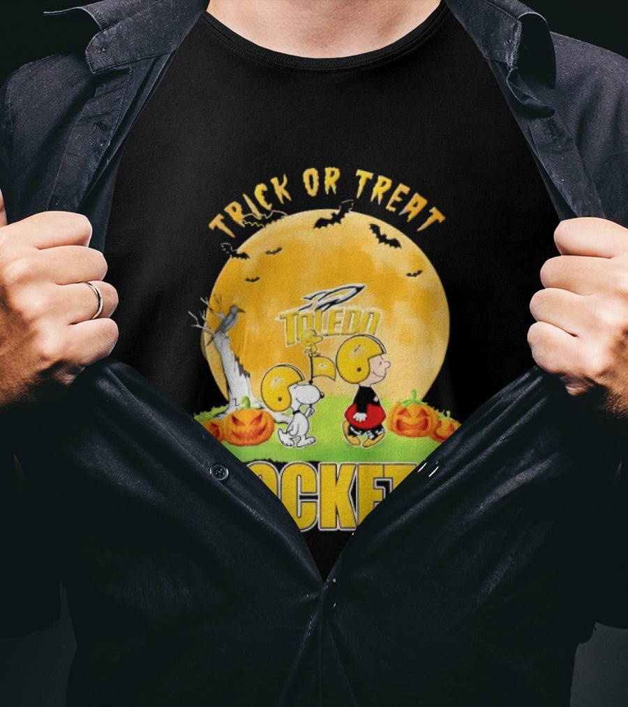 Toledo Rockets Trick Or Treat Halloween Charlie Brown Snoopy T-Shirt