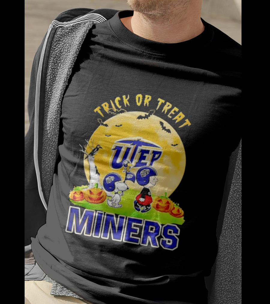 UTEP Miners Trick Or Treat Halloween With Charlie Brown And Snoopy T-Shirt
