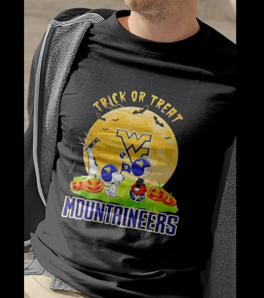 West Virginia Mountaineers Trick Or Treat Halloween With Charlie Brown And Snoopy T-Shirt