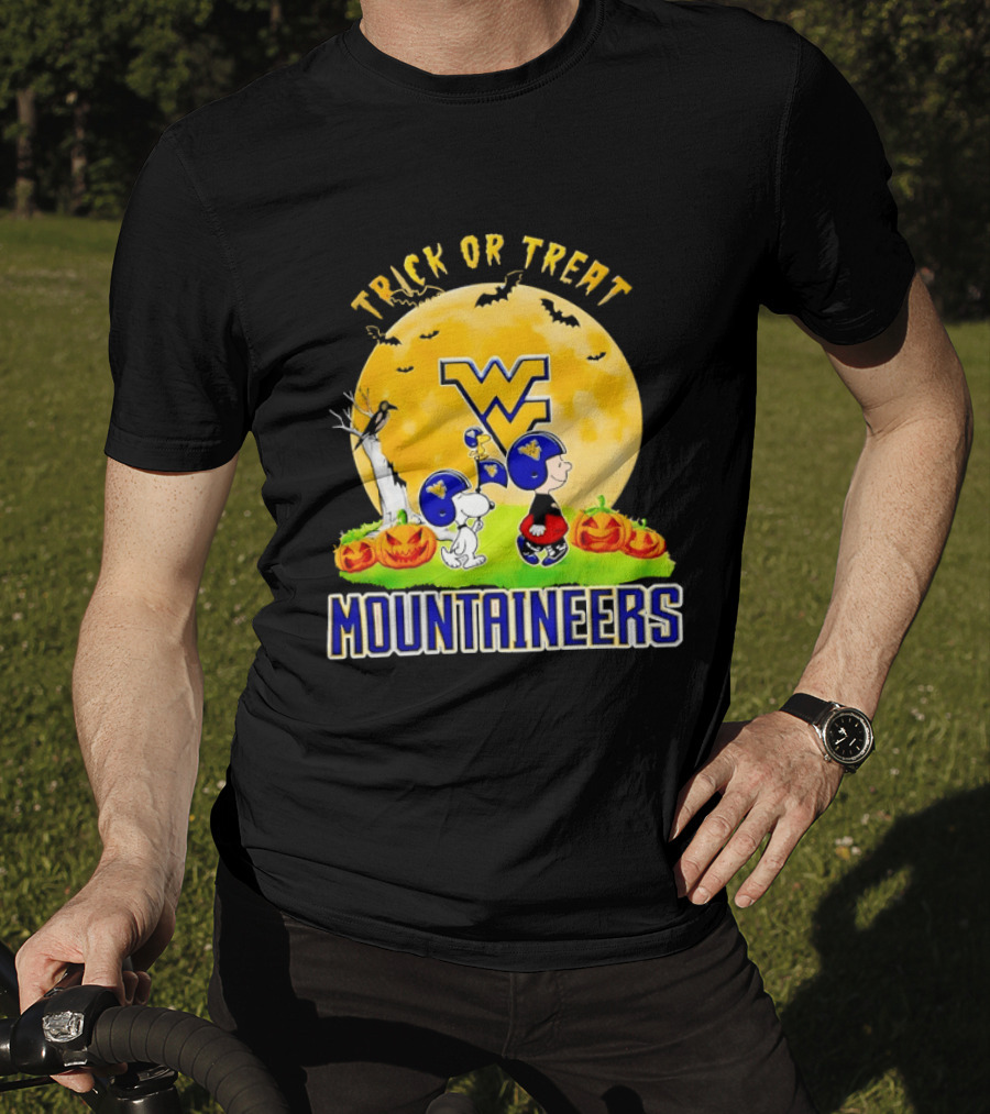 West Virginia Mountaineers Trick Or Treat Halloween With Charlie Brown And Snoopy T-Shirt