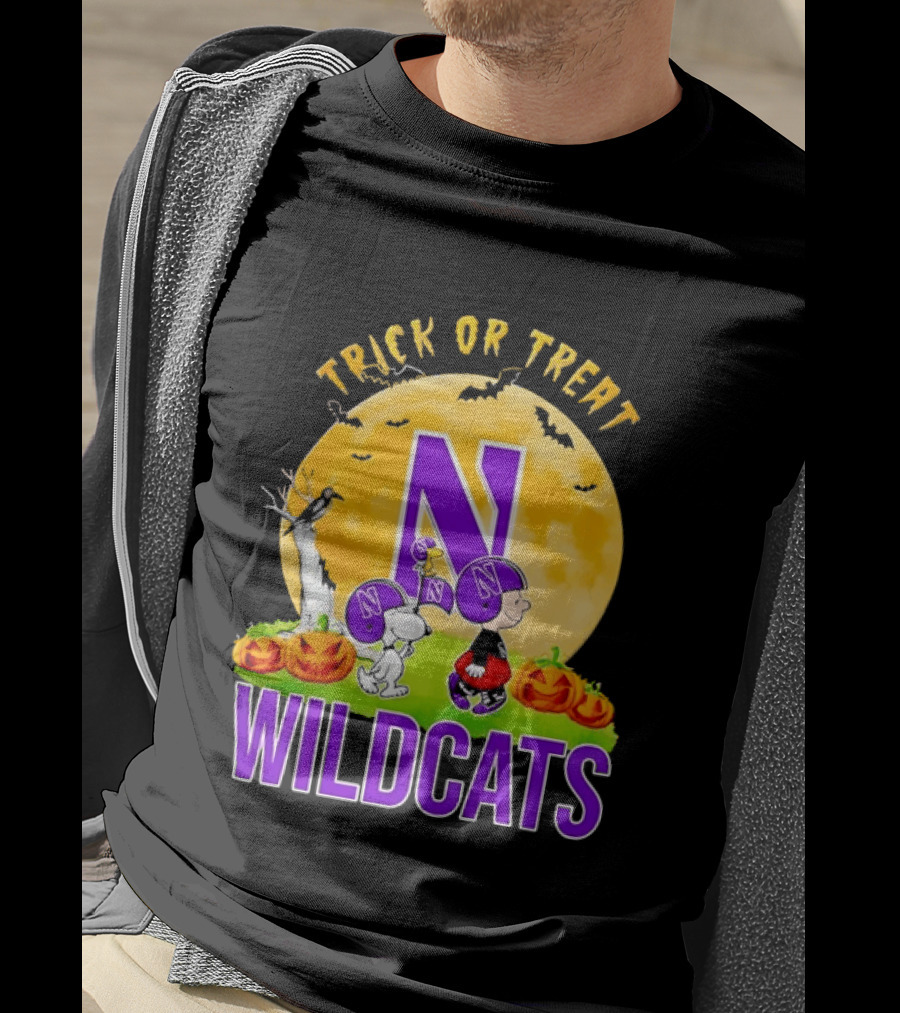 Trick Or Treat Northwestern Wildcats Charlie Brown Snoopy Halloween T-Shirt
