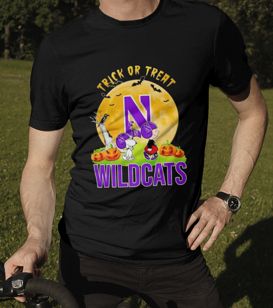 Trick Or Treat Northwestern Wildcats Charlie Brown Snoopy Halloween T-Shirt